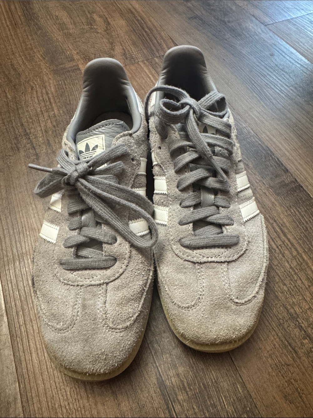 adidas Samba Suede Sneakers in Light Gray and White - Picture 5 of 15